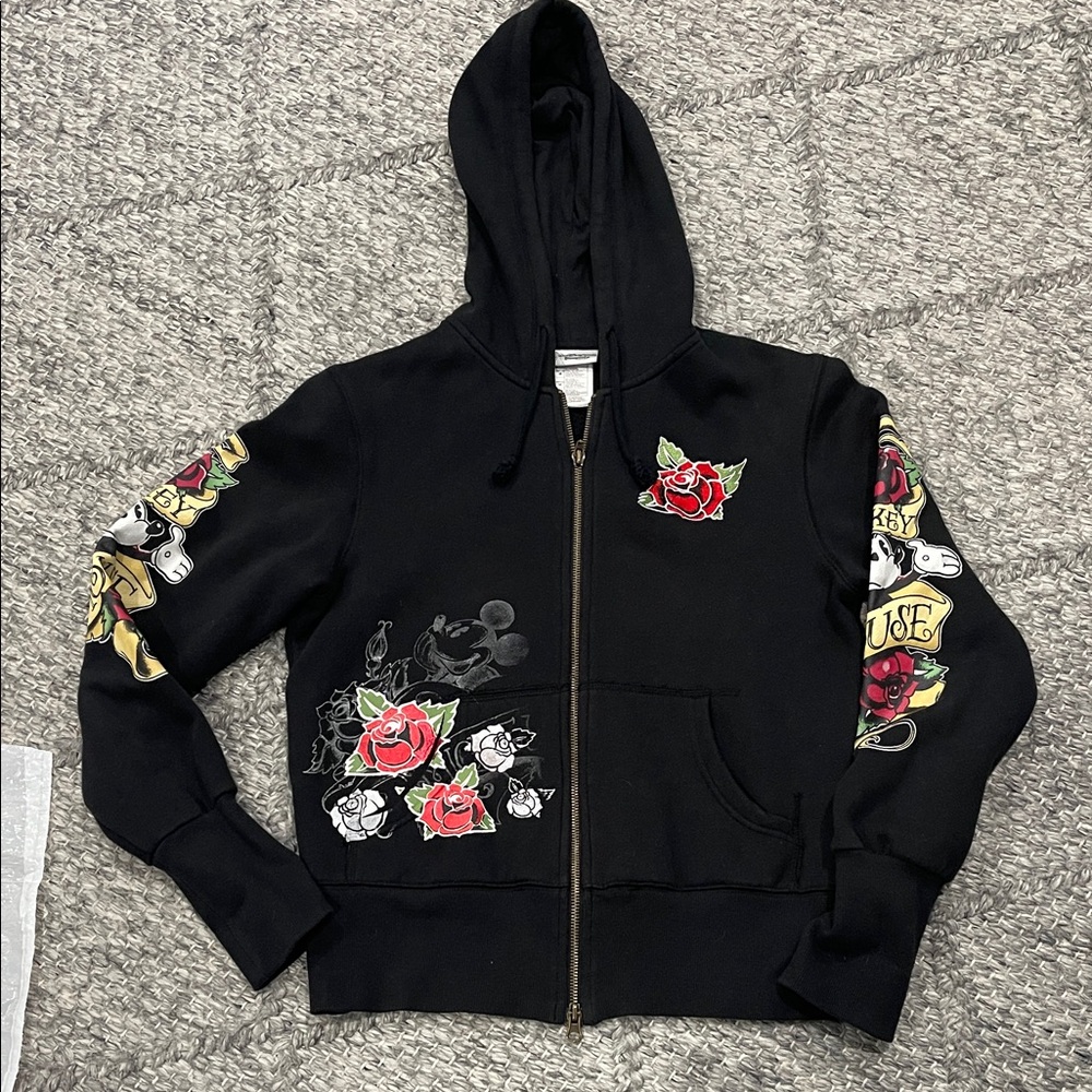 Black Disney Women's Sweater with Rose Design